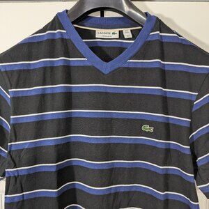 Lacoste Men's Short Sleeve Striped V-Neck T-Shirt - Regular Fit